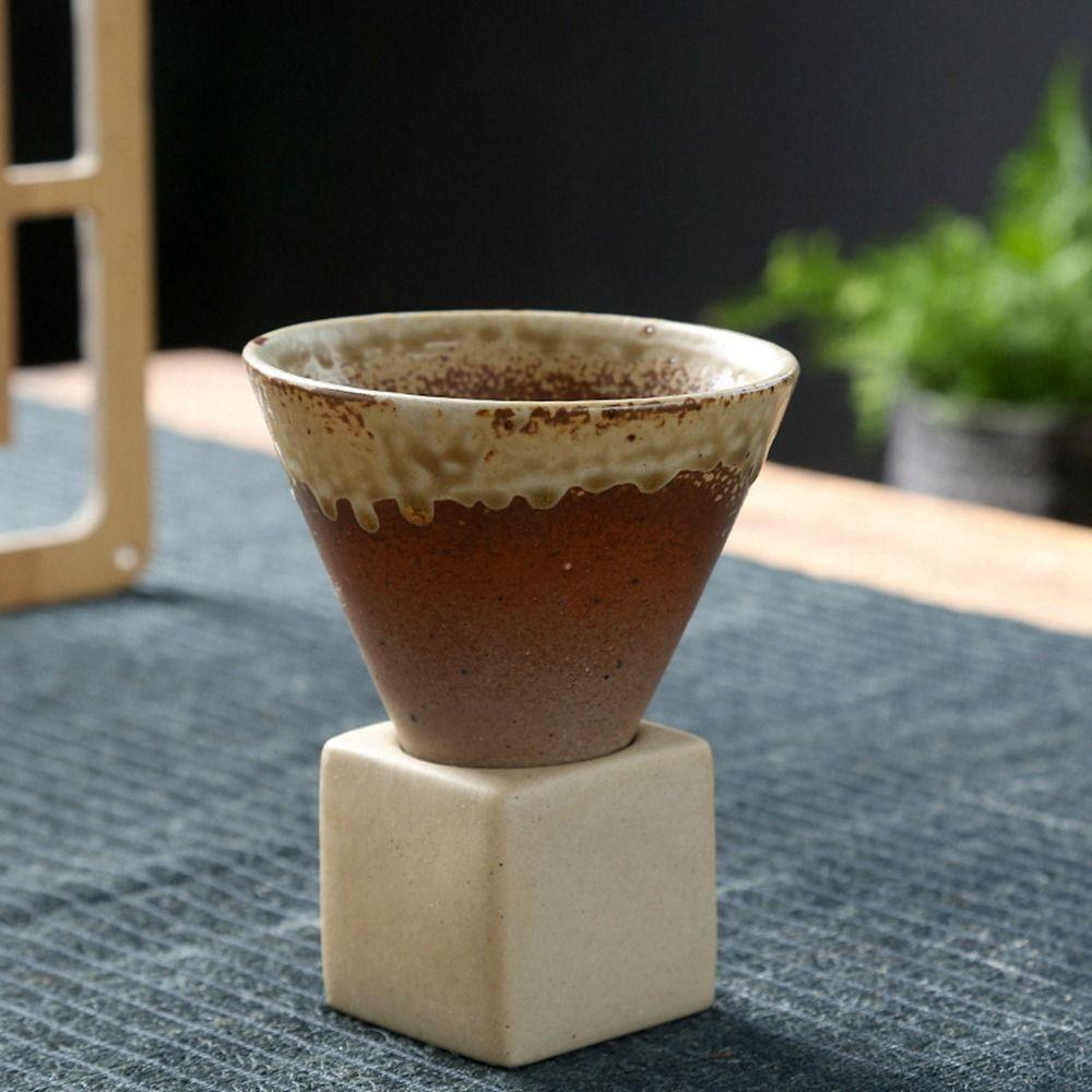 Porcelain Pottery Retro Funnel Shaped Drinkware Cappuccino Latte Espresso Coffee Mug Tea Cup