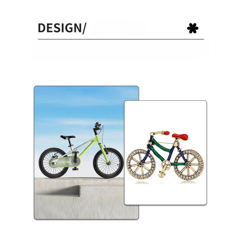 European and American Rhinestone Creative Bicycle Brooch, Fashionable, Drip Oil Brooch, Women's Clothing Accessories, Handbag Bicycle Chest Flower