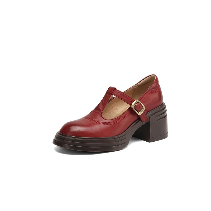 Divat Új Tavasz/nyár Eredeti Bőr Mary Jane Cipők Nőknek Divat Vastag Sarkú Kerek Orrú Női Pumpák Platform Cipők Nőknek
