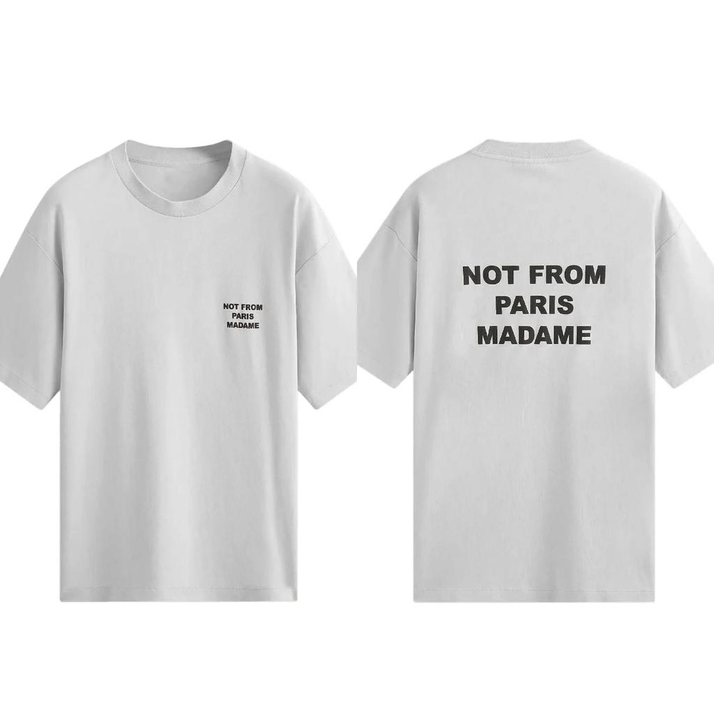 Letter Flower Print Log TShirt Slogan Not From Paris Tops Men Women Oversized Tshirts Casual Cotton Short Sleeve Male Tees