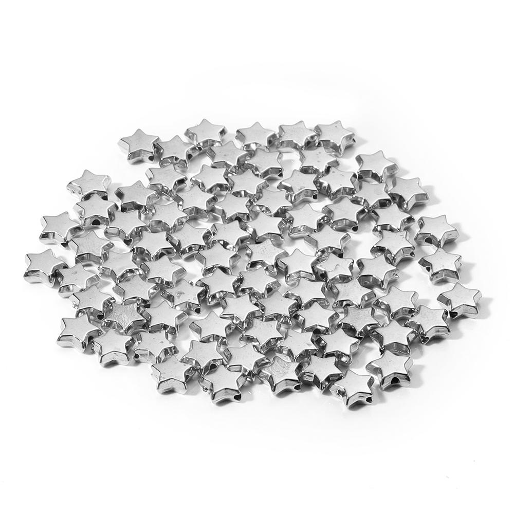 50-100Pcs 6mm 10mm 12mm CCB Star Beads Gold Silver Color Loose Spaced Beads For Jewelry Bracelet Making DIY Earring Accessories