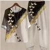 Women's Casual Two-Piece Floral Print Outfit Five-Point Sleeve Tops and Elastic Waist Pants Set