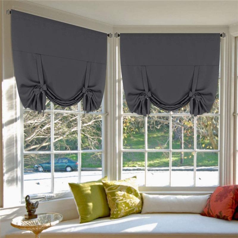 Blackout Roman Shades Curtains Bathroom Window Curtains Tie Up Shade for Small Window, Bathroom Window Treatments, Window Valance Balloon Roman Blind