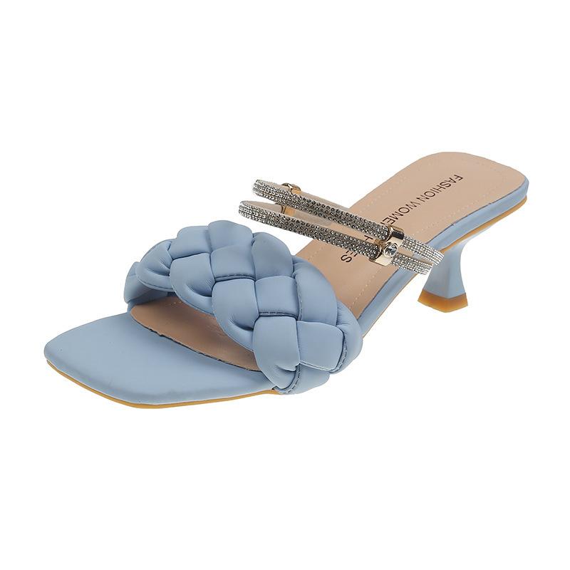 Fashion Low Shoes Slippers Heels Slipers Women Slides Jelly Flip Flops Fashion High 2025 Glitter Luxury PU Scandals Rome Rubber Crystal