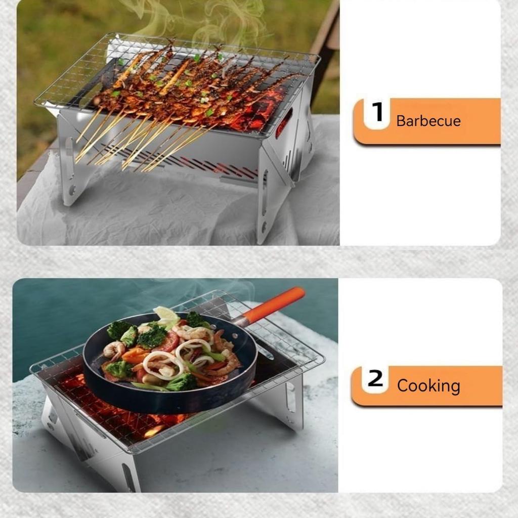 WINB Portable Folding BBQ Grill with Carry Bag for 1-2 People - Mini Charcoal Grill for Camping, Compact Stainless Steel Fire Pit