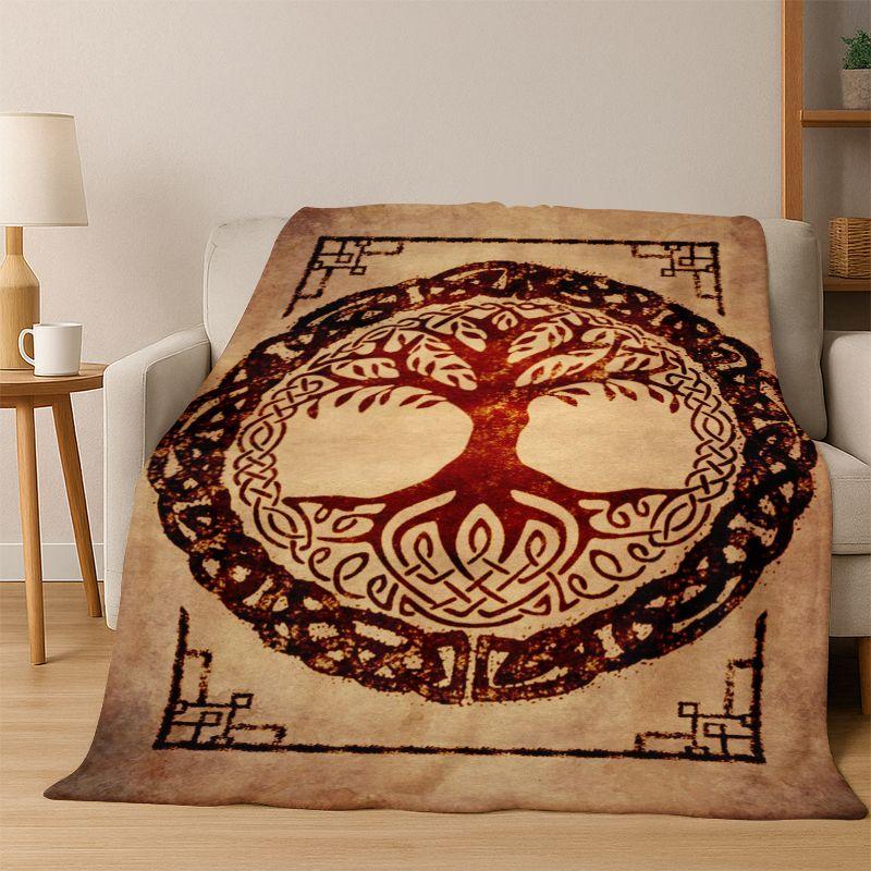 Guerrier VikingSymbole Valknut Nordique Valhalla Couverture en Flanelle Couverture Douce et Chaude pour Chambre à Coucher Salon Lit Voyage Camping