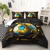 Bedding Set black gold football 3d hexagonal honeycomb