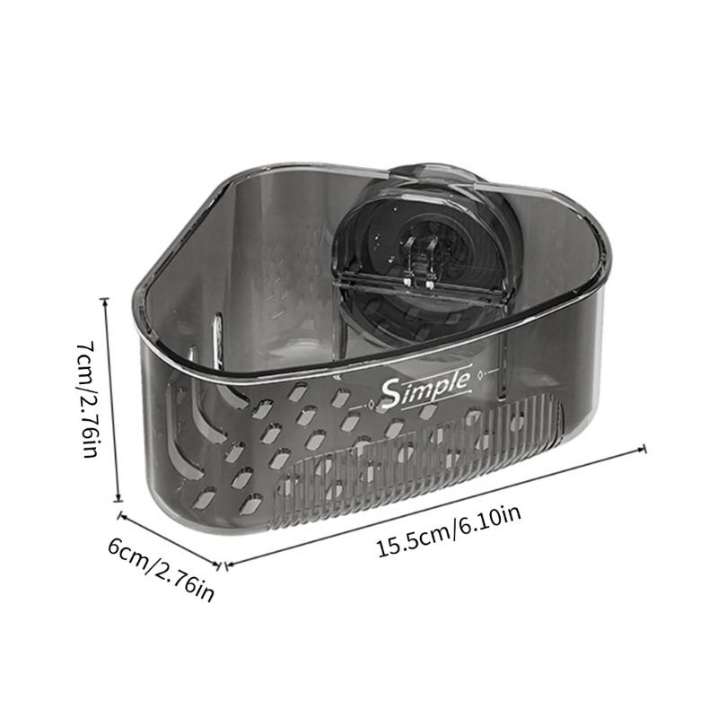 Space Saving Corner Sink Organizer With Detachable Suction Cups And Drainage Holes For Sponges Brushes Kitchen Bathroom Accessories