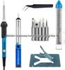 60W Adjustable Electric Soldering Iron Set, 10-in-1: Includes Solder Wire, Tweezers, Stand for Welding and Repair