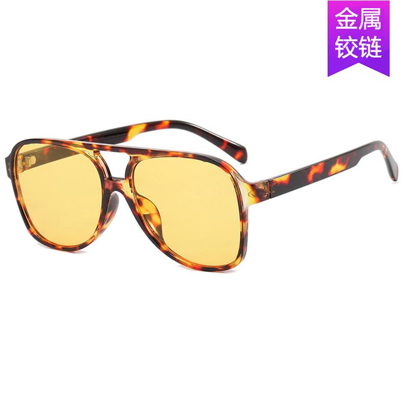 Cross-border European and American retro double beam sunglasses 2022 new trendy ins personalized big frame Internet celebrities same toad sunglasses