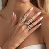 IngeSight.Z 7Pcs Trendy Vintage Heart Rhinestone Rings Women Exquisite Metal Butterfly Chic Open Knuckle Ring Charm Jewelry Set