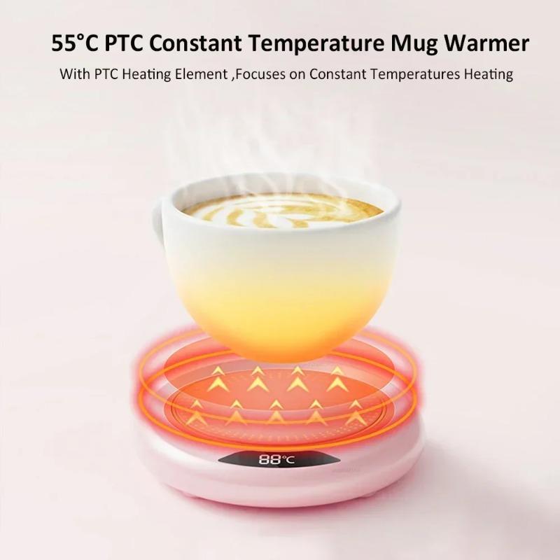Intelligent three-level adjustment with 55°constant temperature heating coaster,evenly heated,use for office,apartment,camping