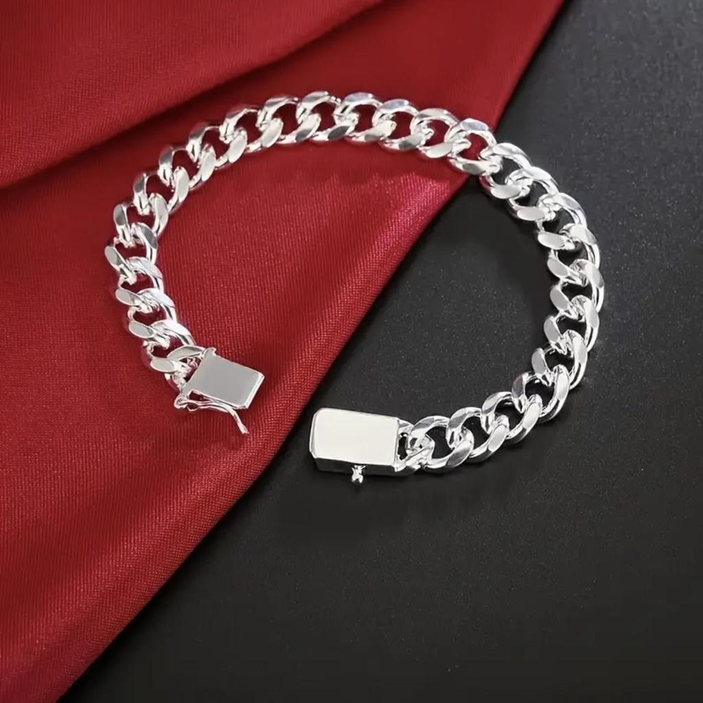 TEMU Europeisk og Amerikansk 10MM Cubansk Lenke Firkantspenne Armbånd for Menn