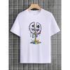 Men and Women Split Smiley Face Street Hip Hop T-shirt Is Suitable for Everyday Wear with Cartoon Print Tee Clothing