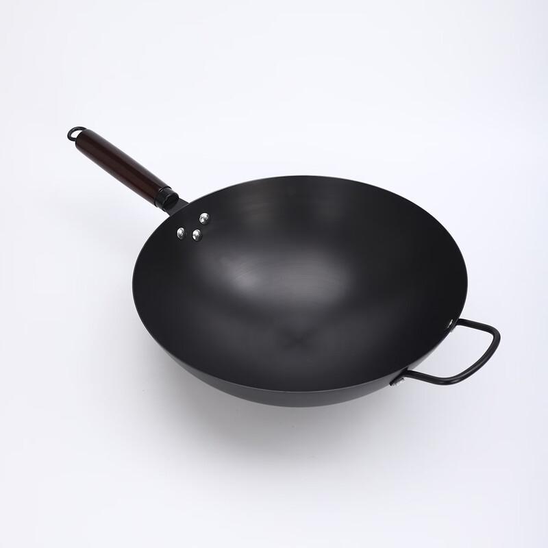 ZISIZ Cast Iron Wok with Tempered Glass Lid