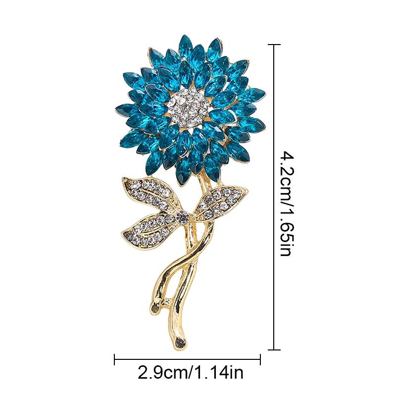 1PC Stylish Plant Brooch for Jackets Unique Sunflower Jewelry Accessory Handmade Drip Resin Brooch Shiny Rhinestone Flower Pin