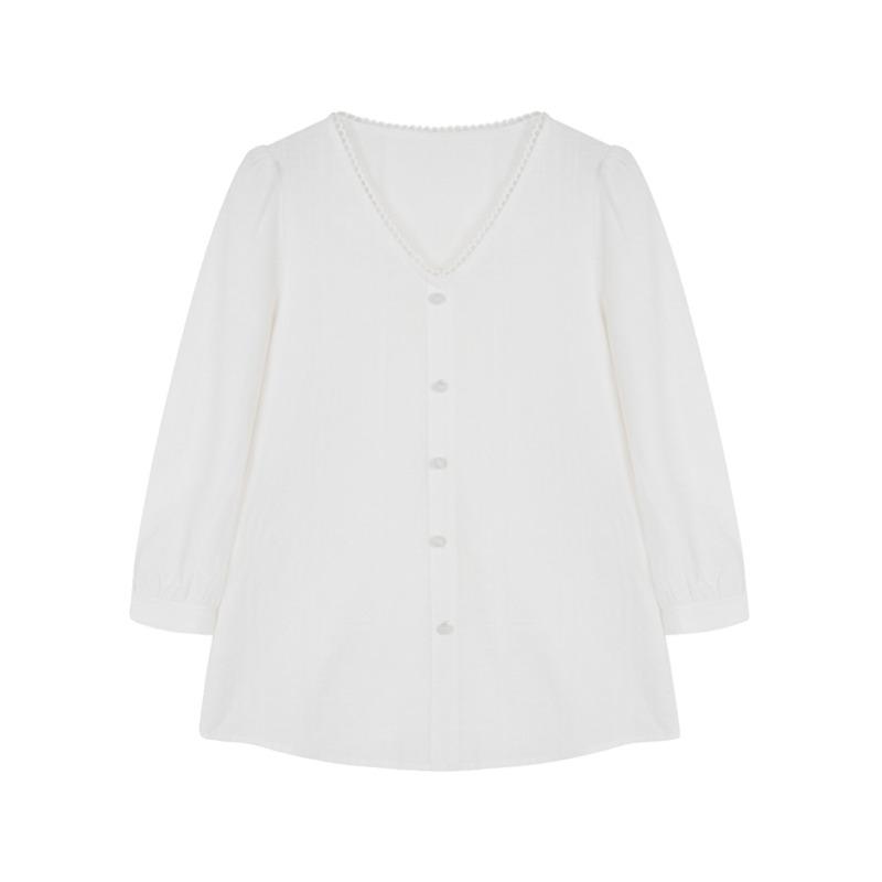 Cotton Jacquard Seven-quarter-sleeved Women's Shirt Spring New Casual Simple Versatile Fashion Shirt