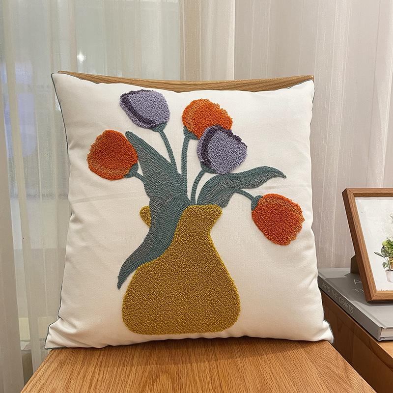 Nordic Ins Klein Frisch Einfach Bestickt Kissen Bouquet Kissenbezug Wohnzimmer Sofa Kissen Schlafzimmer Kissen