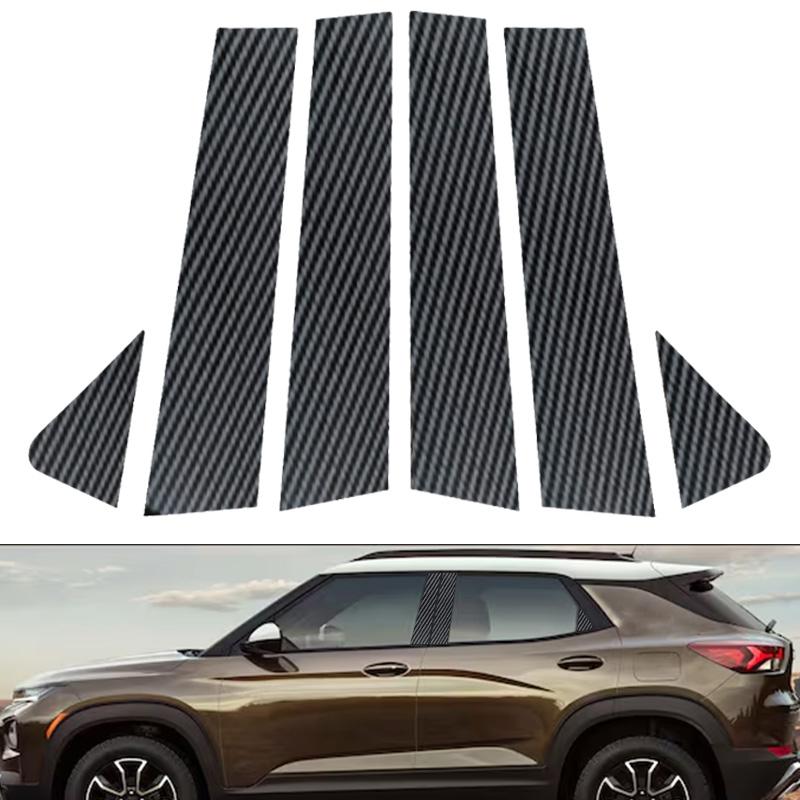6Pcs Carbon Fiber Pillar Posts Stickers Car Window Exterior Posts Trim Cover For Chevrolet TrailBlazer (crossover) 2021-2024