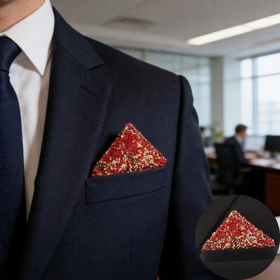 Rhinestone Pocket Square for Men Pre Folded Handkerchief Sparkling Pocket Square Fits Blazer
