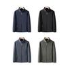 Solid Color Men Coat Stand Collar Cardigan Jacket Polar Fleece Lining Long Sleeve Zipper Placket Daily Wear Outwear