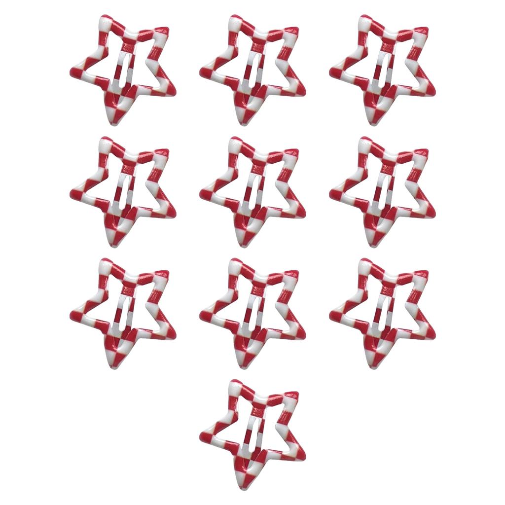 10pcs Stylish Lattice Star Hairpin Colorful Hair Clip Casual Wear Hair Barrettes for Teenagers and Children