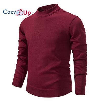 Maglione lavorato a maglia tinta unita con scollo rotondo da uomo Cozy Up, autunno e inverno, base spessa, caldo, da indossare all'esterno