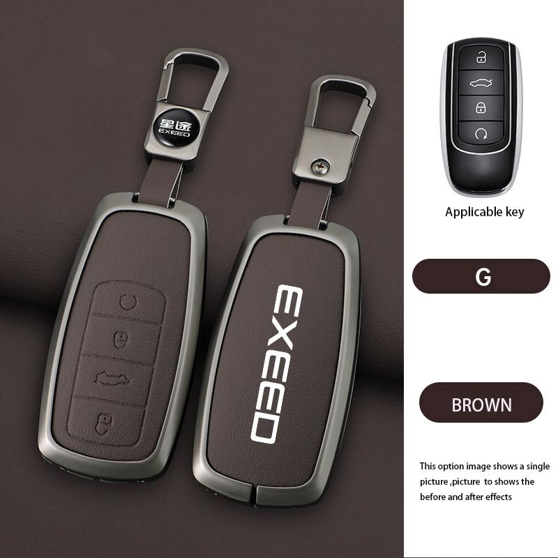 Zinc Alloy Car Dedicated Leather Key Case For Chery EXEED RX Suv 2023-Present Holder Shell Remote Keychain Accessories