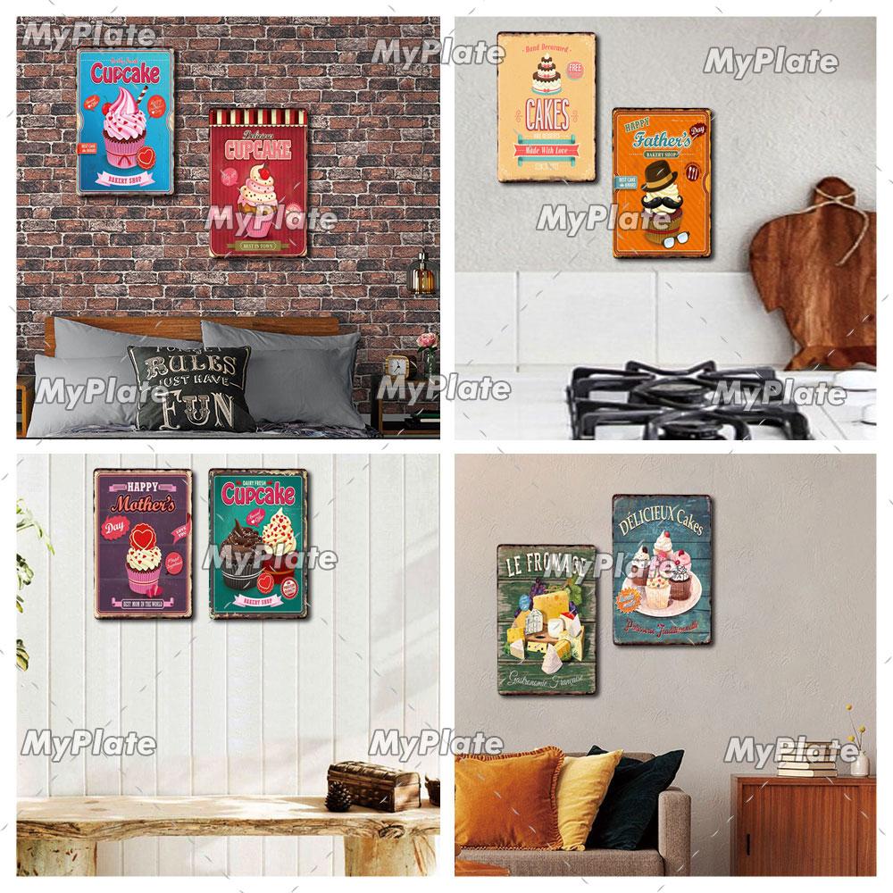 Cupcake Vintage Tin Sign Metal Sign Decorative Plaque Wall Decor Man Cave Club Decoration