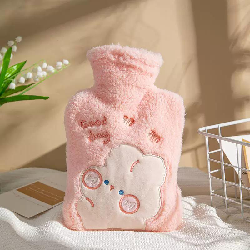 Hot Water Bottle, Water-Filled Warm Water Bag, Explosion-Proof, Large Size for Applying on the Stomach, Special for Girls during Their Period, Small