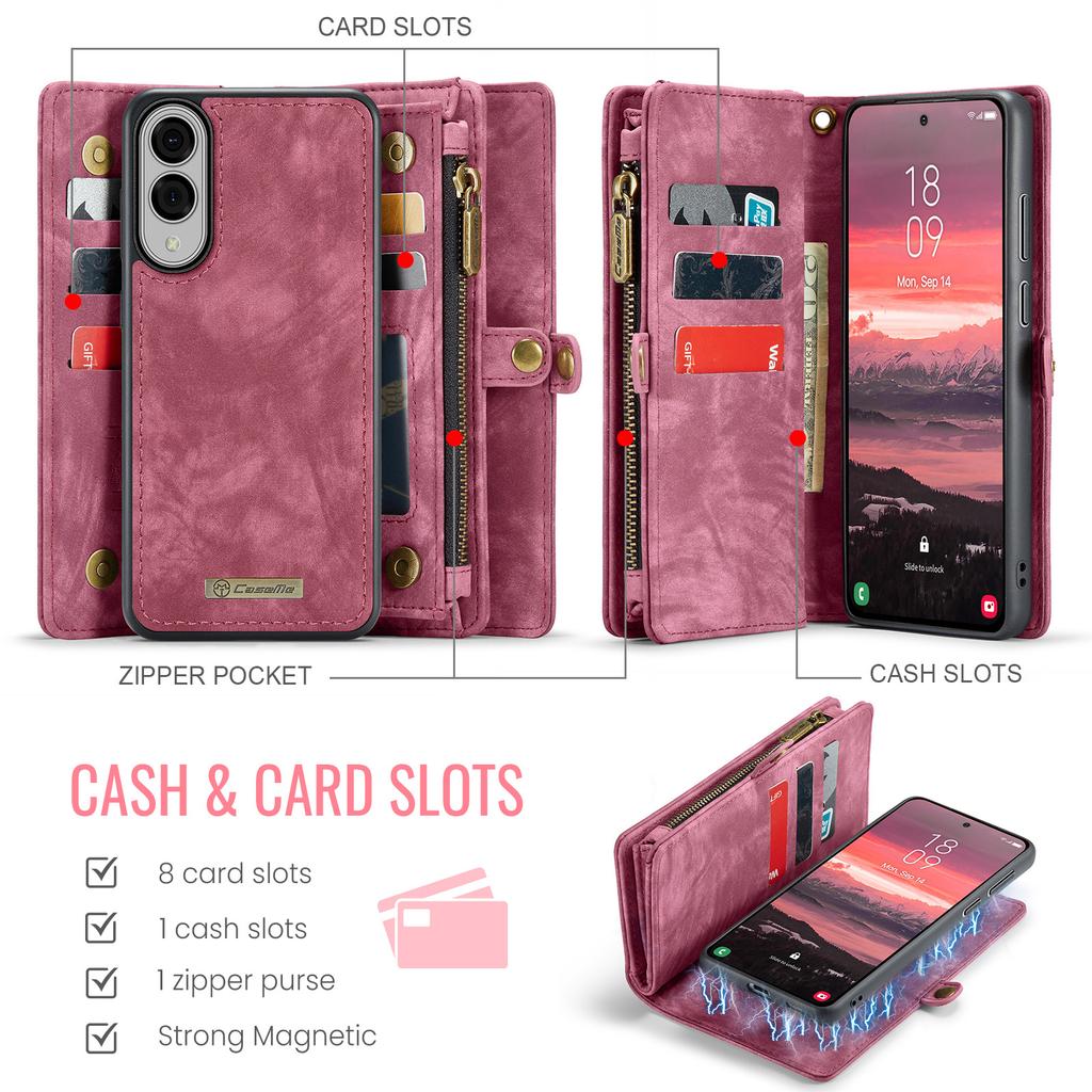 For Samsung Galaxy S25 Edge Phone Cases CASEME Leather Cover with Detachable Wallet and Strap