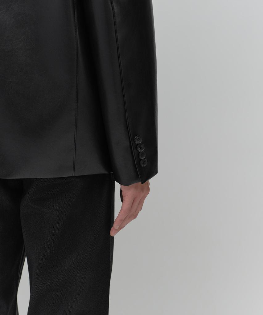 Musinsa Standard Synthetic Leather Oversized 3-Button Blazer [Black]