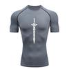 Black Sword Design  Men's Sports T-Shirt Training Fitness Compression Workout T-Shirt Quick Dry Short Sleeve