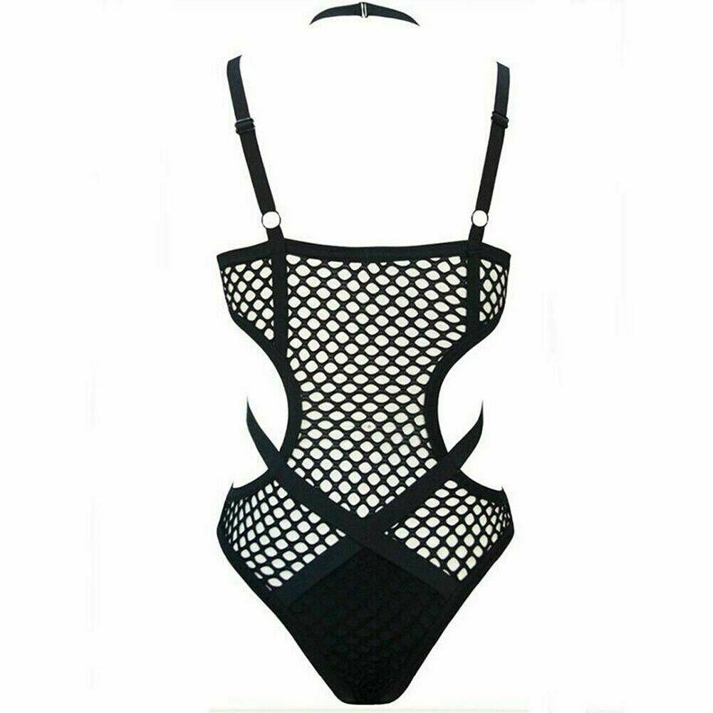 Maillot de bain une pièce en maille pour femme, bikini, string, résille, body