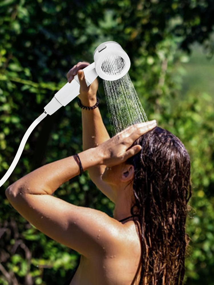 Camping Shower Pump Rechargeable Electric Shower Pump Portable Outdoor Shower Head Sprayer for Hiking Car Wash Pet Cleaning