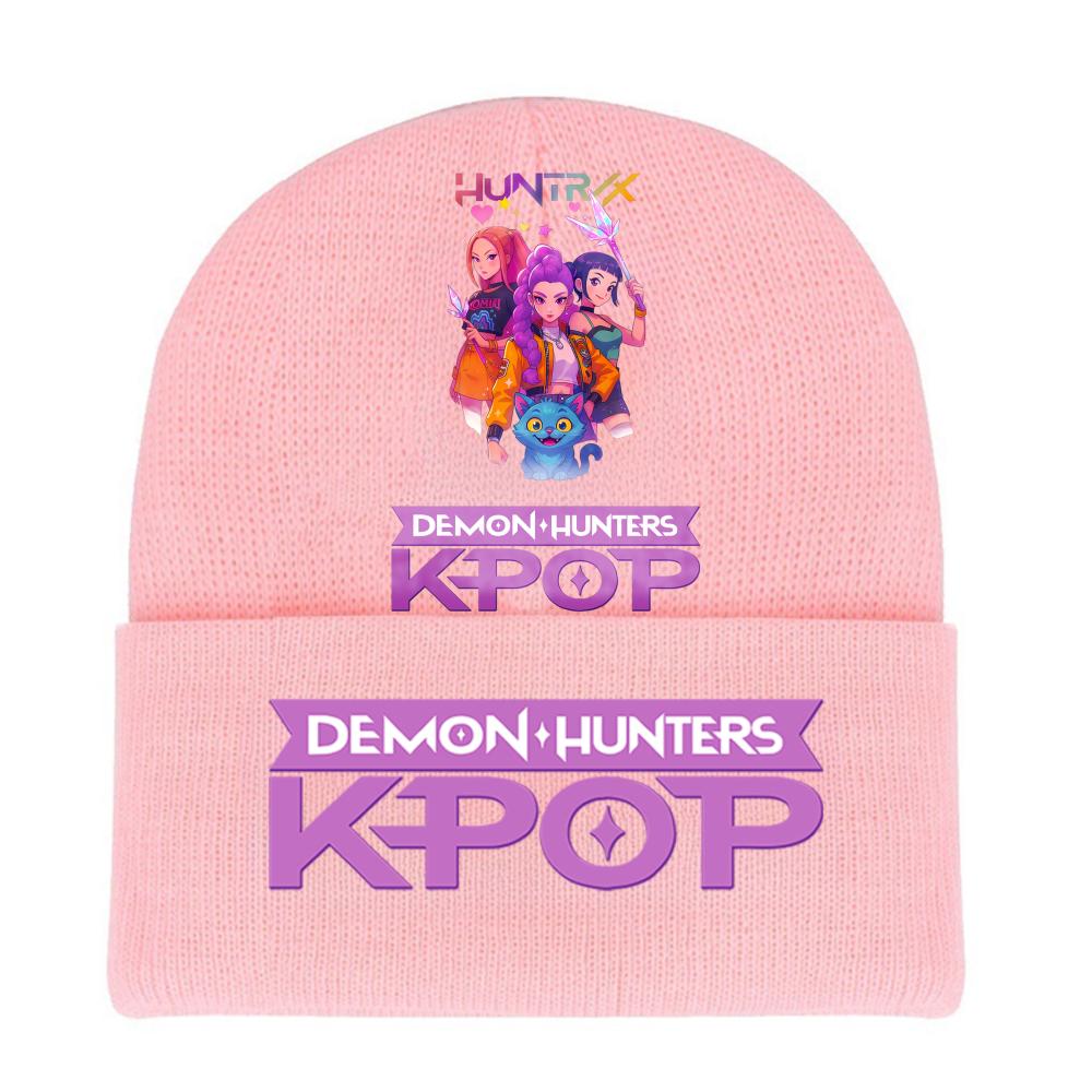 Kpop Demon Hunters HUNTRIX SAJABOYS Letter Printed Rolled-edge Woolen Knitted Cap Thickened Cold Season Adult Hat Fans Birth Date Present