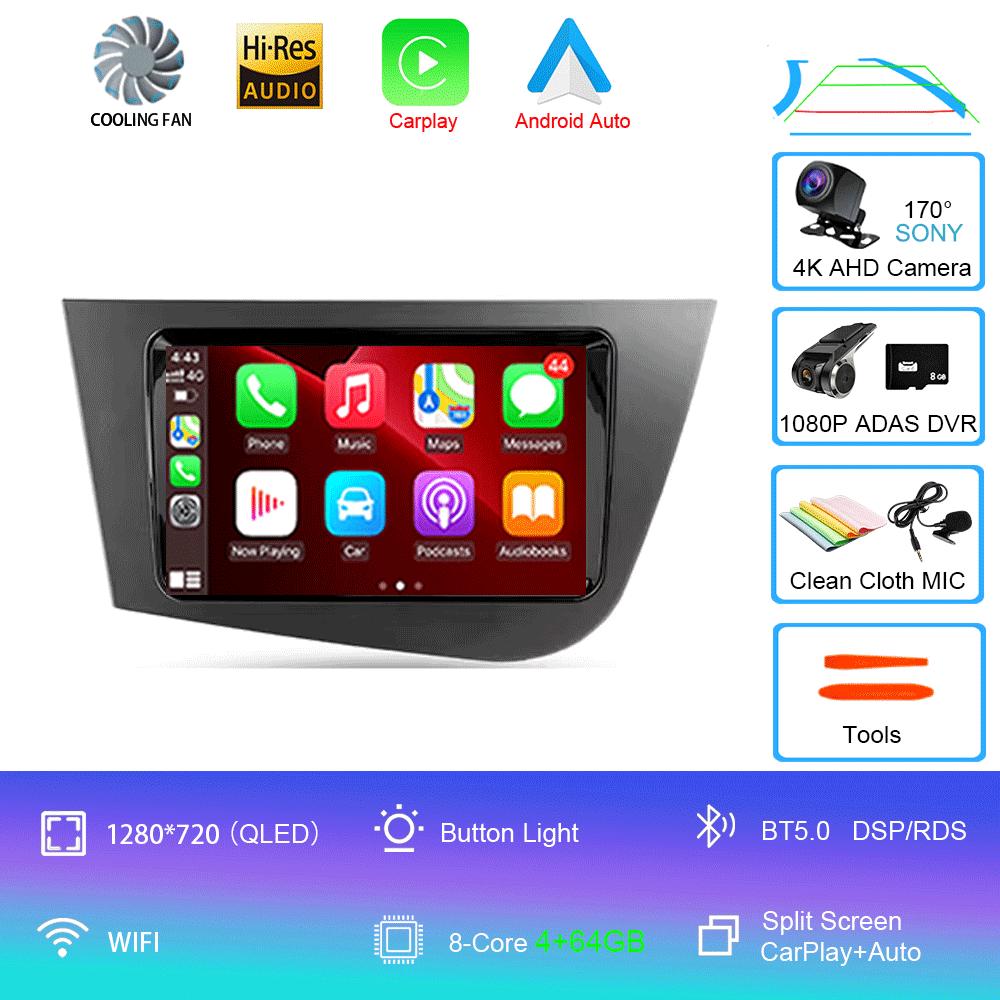 Car Radio Android 14 Navigation Multimedia Player For Seat Leon 2 MK2 LHD 2005 - 2012 Carplay Auto Stereo wifi+4G Video Ai Voice