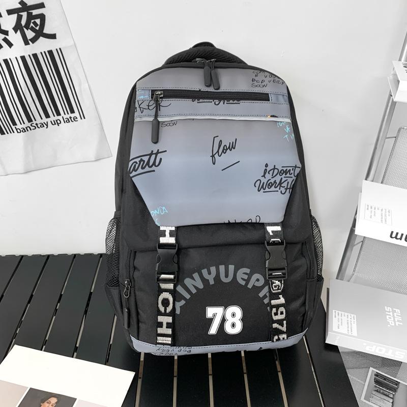 Backpack Men's Backpack Fashion Trend Personality Graffiti Student School Bag Korean Version Middle and High School Student Creative Trend Bag