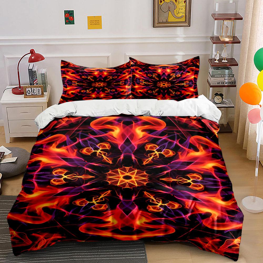 Fiery Mandala-style Design. Bedding Sets Duvet Cover Sets Duvet Covers Pillowcases(1 * Duvet Cover 2 * Pillowcases Without Duvet Insert)