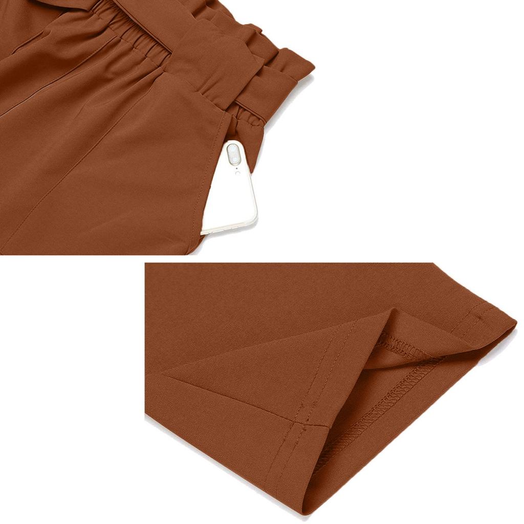 Women's Color Bow Pocket Leisure Time Elastic Waist Trouse Pants
