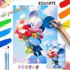 Mickey Holding Flowers Paint By Number Kit Drawing Canvas DIY Picture Home Decor Art Wall Gift Painting Acrylic Pigment Set
