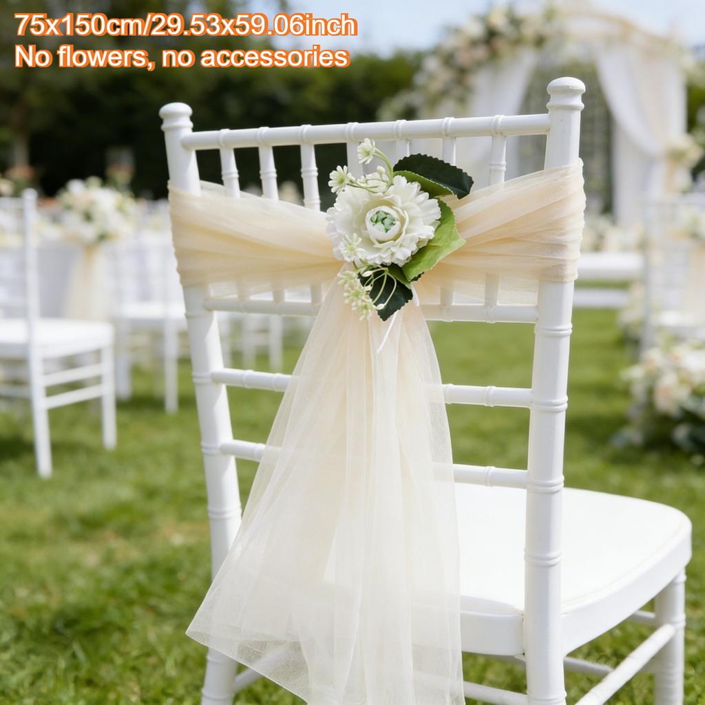 Romantic Sheer Chiffon Chair Sashes Wedding Arch Veil Gauze Table Runner for Birthday Baby Shower Party Banquet Arche Home Decor