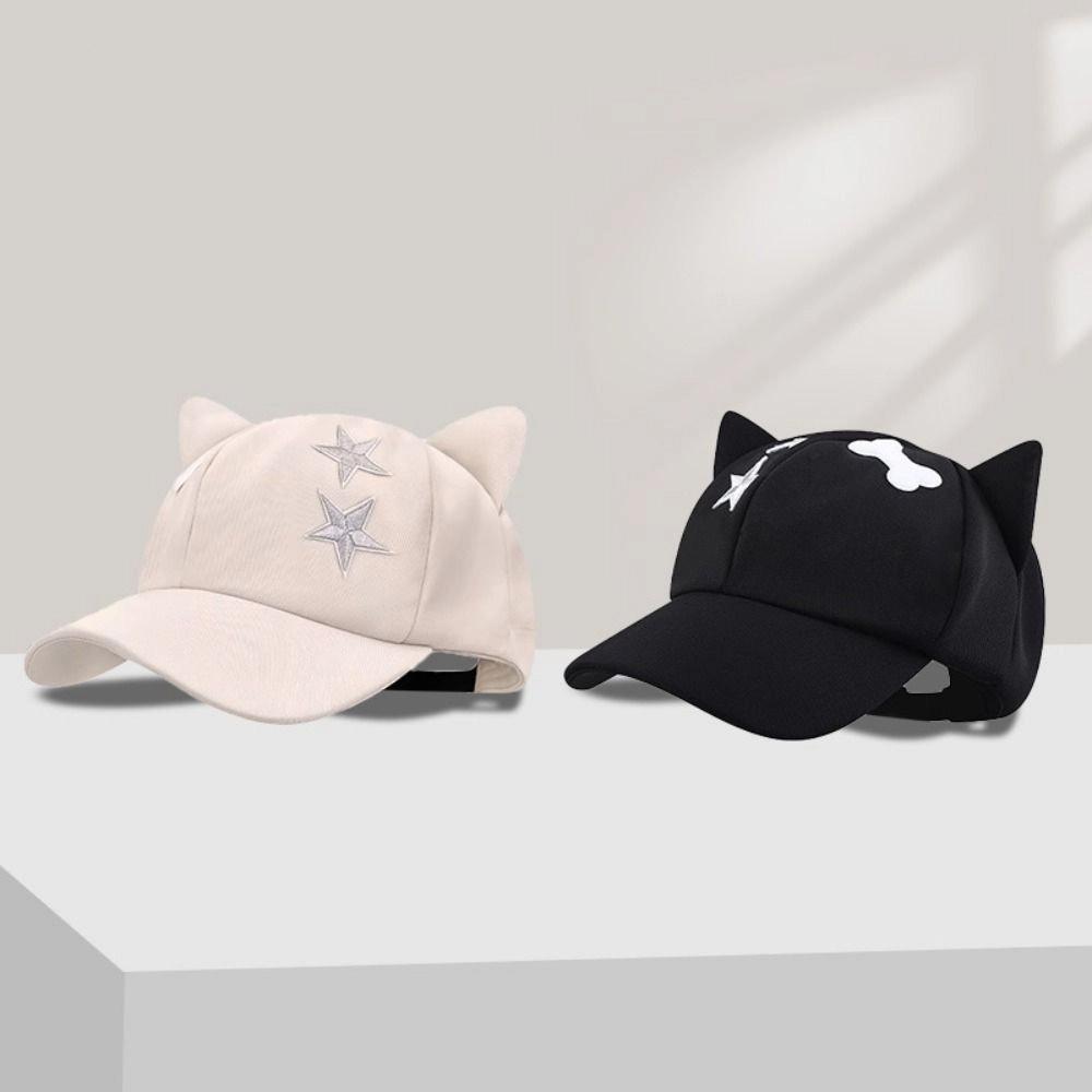 Y2k Cat Ears Baseball Cap Cute Visor Cap Fashion Star Peaked Hat  Streetwear