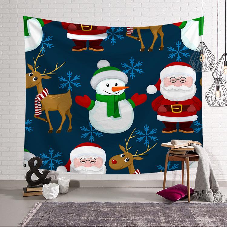 Santa Claus Christmas Tree Printed Polyester Tapestry Home Decor Tapestry Room Wall Decor Backdrop Fabric