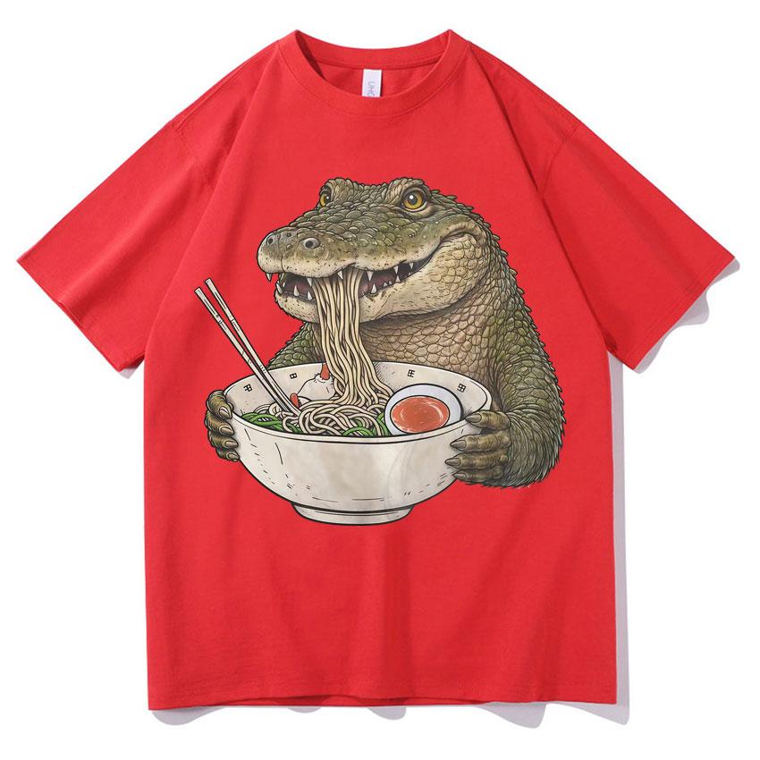 Hip Hop Frog Eating Japanese Noodles Graphics Tee Trendy TShirt Summer Casual Round Neck High Quality TShirt Streetwear Unisex