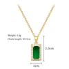 Vintage Green Crystal Square Zircon Pendant Necklace for Women Stainless Steel Chain Party Wedding Jewelry Accessories Gifts