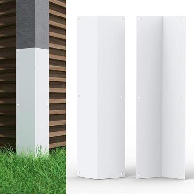 Siding Corner Guards 3.4x3.4x15.8Inch 2 Pieces Metal Whacking Protection Outside Corner Wall Panels Trim For Home House Outdoor