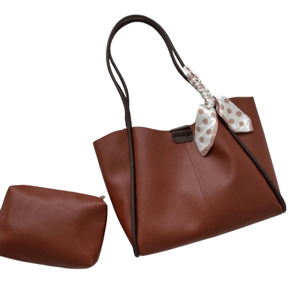Large Capacity Women PU Shoulder Bag with Small Bag PU Underarm Bag  Office