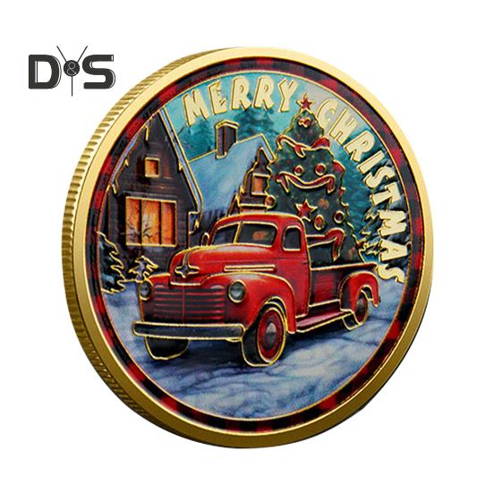 Vánoční Mikulášské mince Oboustranné slitinové Sběratelské mince Barevný vzor Slavnostní suvenýrové mince do štědrovečerních krabiček Novoroční dárek