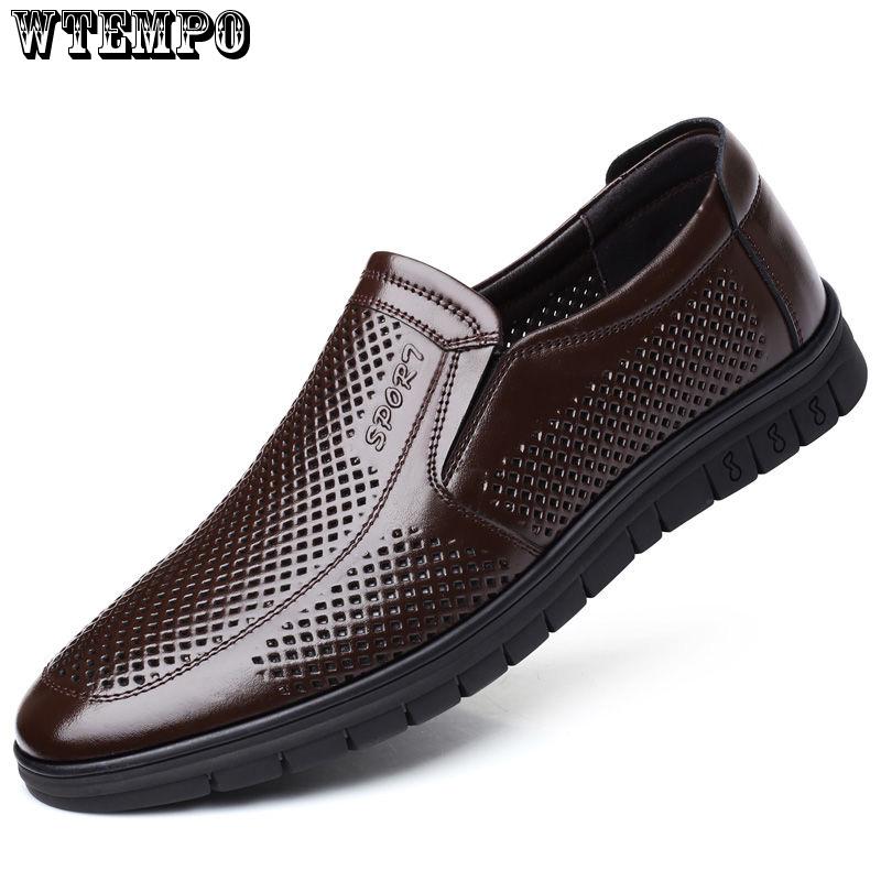 

Летняя кожаная деловая повседневная обувь с верхним слоем, мужская обувь с полыми отверстиями, кожаная мужская обувь 40 коричневый
